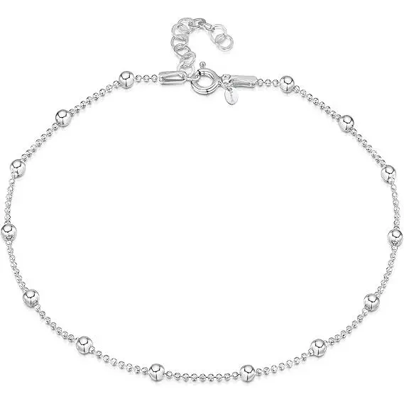 Tobillera de plata de ley italiana para mujer 925 | Tobilleras para mujer en plata de ley | Tobilleras de plata de ley para mujer | Tobillera de plata 925 ajustable - 1