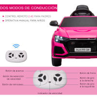 HOMCOM Coche Eléctrico Infantil +3 Años Licencia Audi RS Q8 con Batería 6V 2 Motores Mando a Distancia Música MP3 Bocina y Luces Velocidad Máx. 3km/h 101x62x51 cm Rosa/Negro - details 5
