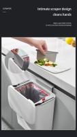 Basurero De Pared Montado Para Cocina Y Baño Con Tapa Deslizante Material PP Blanco/Gris 9L/7L Recipiente De Almacenamiento Rectangular - details 5