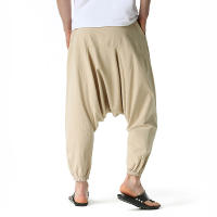 Pantalones Harem De Algodón Y Lino Para Hombre Pantalones Casuales Oversize Joggers Anchos Para Yoga Estilo Hip Hop - details 12