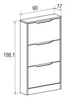 Meimon Zapatero 3 puertas champion cambria y blanco, Capacidad para 9-12 pares, diseño moderno y materiales resistentes, Medidas: 108 cm (alto) x 60 cm (ancho) x 17 cm (profundidad). - details 0