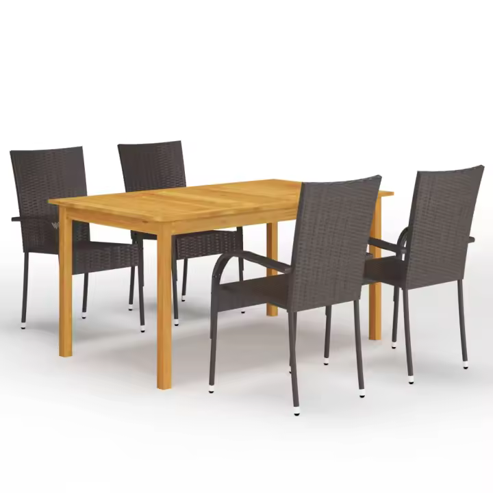 vidaXL Juego de comedor para jardín 5 piezas marrón - 1