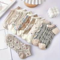 9 Pares De Calcetines De Verano Para Mujer Estilo Retro Impresión Bajo Tobillo Suaves Y Cómodos Calcetines De Barco - details 0