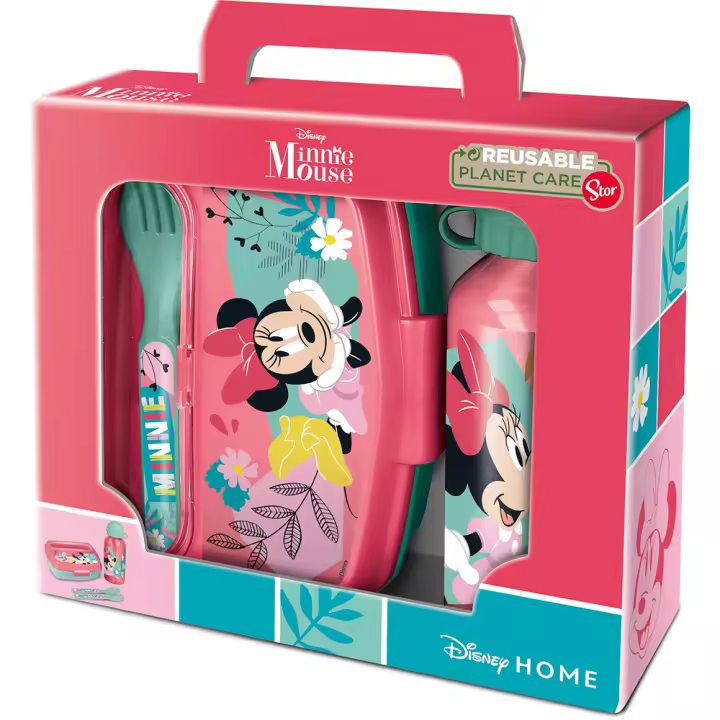 SET DE BOTELLA Y SANDWICHERA + CUBIERTOS MINNIE MOUSE "NAIVE" - 1