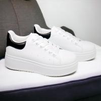 Zapatillas Blancas casual con Plataforma de 5cm - Deportivas Sneakers - Cordones Planos Anchos - Estilo Simple Casual - 7931- - details 5