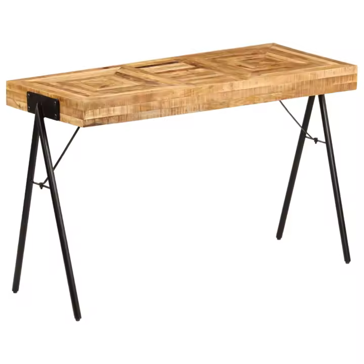 vidaXL Mesa de escritorio de madera maciza de mango 118x50x75 cm - 1