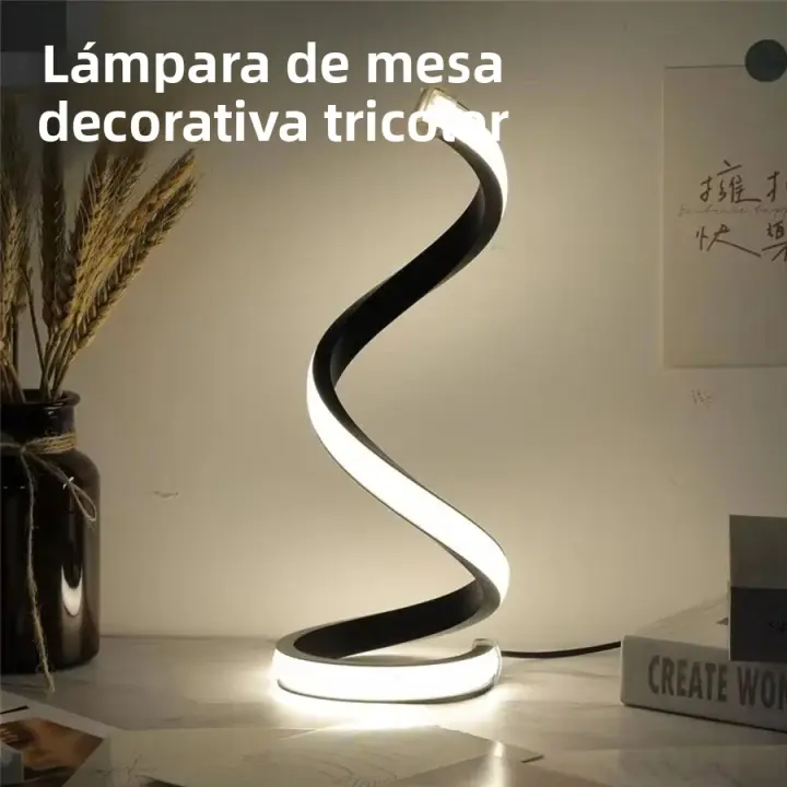 Lámpara De Mesa LED Minimalista Moderna Con Espiral Luz Nocturna Ajustable En 3 Colores Para Barra Café Dormitorio Sala De Estar Iluminación - 1