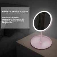 Espejo De Maquillaje Con Luz LED Blanco Iluminación Natural Espejo De Vestíbulo Base Desmontable Con Almacenamiento 3 Modos Espejo Con Luz Regalo Cable USB - details 5