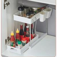 Organizador De Baño Y Cocina Colgante Con Gancho Y Cesta Deslizante Ecológico Para Optimizar Espacio Debajo Del Grifo - details 6