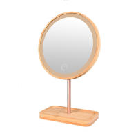 Espejo De Maquillaje De Madera Con Luz LED 3 Modos Espejo De Vestíbulo Desmontable Base De Almacenamiento Recargable Por USB Regalo - details 0
