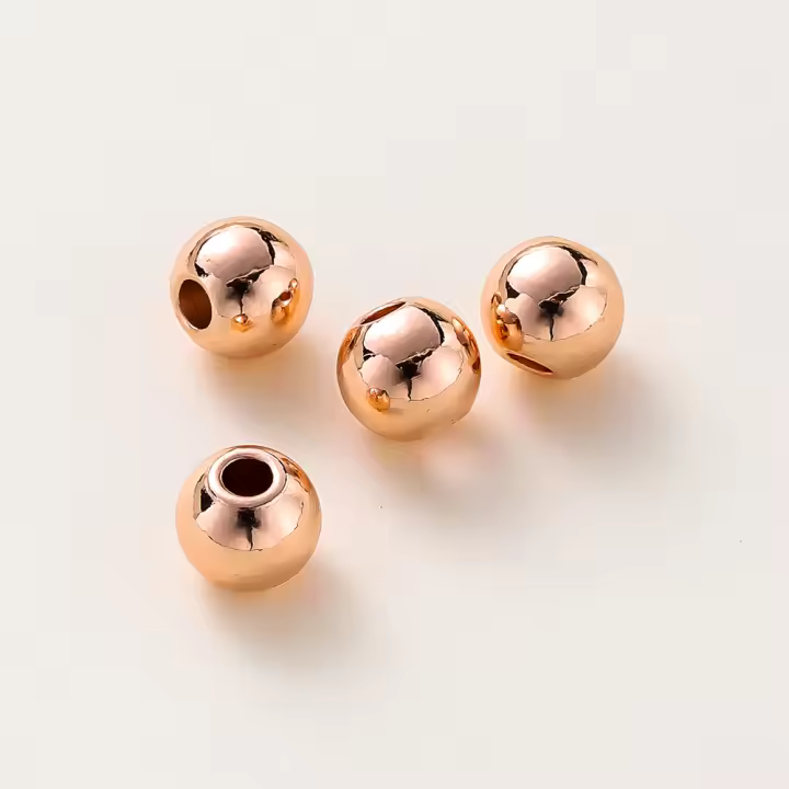 20-100pcs Bolas De Espaciador Redondas De Cobre Pintadas Con Oro Y Platino 14K 18K Para Joyería DIY Collar Perlas Suministros - 1