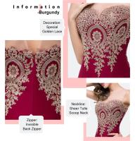 Vestido De Noche Elegante De Sirena Para Mujer Azul Rojo Con Aplicaciones Doradas Lace Sweetheart Illusion Vestido De Boda Fiesta Prom Robe De Soiree - details 7