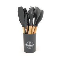 Set De Utensilios De Cocina Ecológicos De Silicona 12PCS Incluye Espátulas Cuchara Batidor Con Mango De Madera No-Artritis Para Cocina - details 13