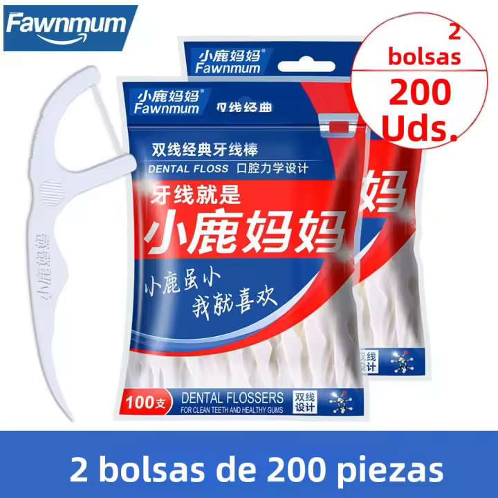 1000Pcs Floss Dental Familiar Fawnmum Con Dos Líneas De Toallitas Desechables Para Cuidado Oral Fresh Breath Para Adultos - 1
