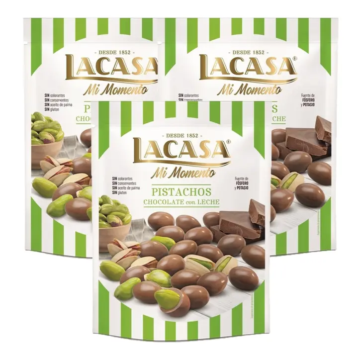 Lacasa Lote de 3x Bolsitas Mi Momento Pistacho con Chocolate con leche 100G - 1