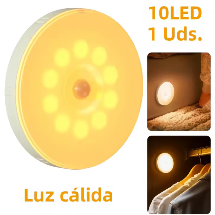 Lámpara Nocturna De 10 LEDs Con Sensor De Movimiento PIR Auto Encendido/Apagado Para Pasillo Dormitorio Armario Cocina Luz De Banda Inferior Luz De Pared - 1