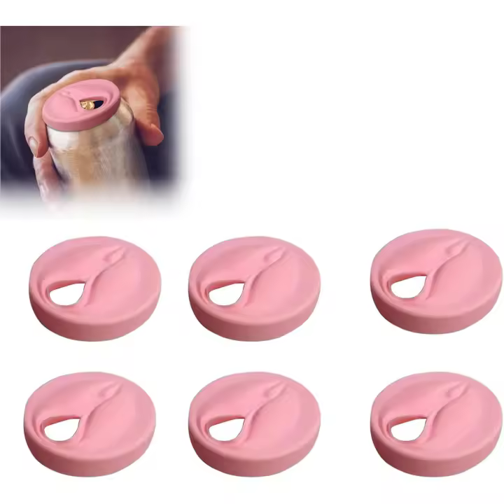 Tapa de lata de refresco, regalo novedoso para despedida de soltero, tapa redonda de silicona, compatible con bebidas enlatadas estándar, regalo divertido para hombres y mujeres (rosa, 6 unidades) - 1