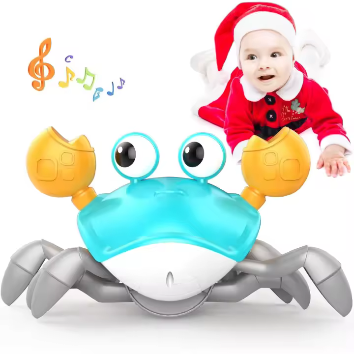 Cangrejo gateante de juguete para bebés: juguete para pasar el rato boca abajo para niños y niñas de 3, 4, 5, 6, 7, 8, 9, 10, 11 y 12 meses con sistema de aprendizaje para gatear con música (verde) - 1