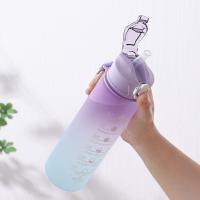 Botella De Deporte De Agua Con Pajita Y Tapa Pop-Up Gradiente De Colores 900ML Plástico Portátil Para Exteriores Y Aire Libre - details 5