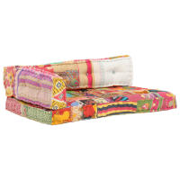 vidaXL Cojín para sofá de palés patchwork tela en color Gris claro/Multicolor/Gris y más | acolchados duraderos para sofás de jardín terraza exterior - details 1