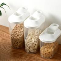 Contenedores De Almacenamiento De Alimentos Con Tapa Organización De Cocina Y Panadería Caja De Alimentos Pila De Plástico Blanco Y Verde Para Arroz Y Alimentos Sólidos - details 5