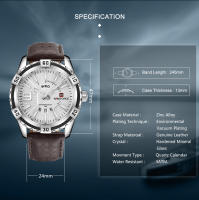 Reloj De Pulsera De Cuarzo NAVIFORCE Militar Deportivo Para Hombres Con Mostrador De Fecha Y Luz Táctil Resistente Al Agua De Cuero Reloj De Moda Casual - details 2