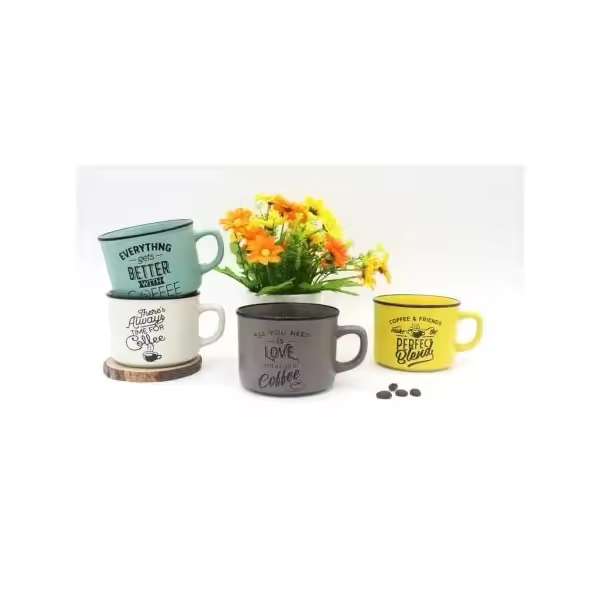Lote 12 Tazas Time For Coffee en Caja Cartón Kraft Individual - Tazas para Bodas Regalos Mujeres Detalles para Bodas, Comuniones Navidades - 1