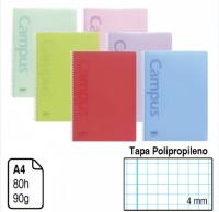 BLOC ESPIRAL CAMPUS ORIGINAL TAMAÑO A4 TAPA POLIPROPILENO PLASTICO FUERTE 80 HOJAS. 90 G CUADERNO DE ANILLAS CUADRÍCULA 5 MM/ 4 MM/  3 MM/ DOBLE RAYA 3,5 MM/DOBLE RAYA 2,5 MM/HORIZONTAL/LISO PACK DE 6 UNIDADES GRAN CALIDAD PARA DURAR TODO EL CURSO - details 1