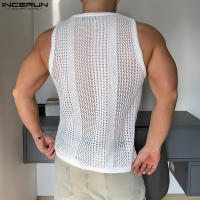 Camiseta De Hombre Para Verano Con Transparencia Y Malla Sin Mangas Estilo Casual Streetwear Moda 2024 Tallas S-5XL INCERUN - details 3