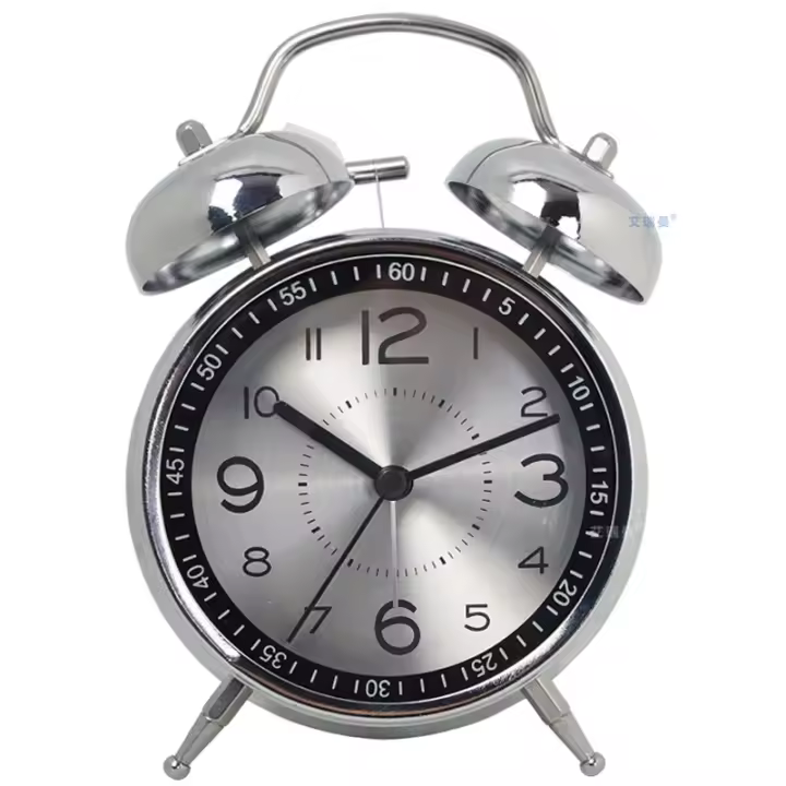 MOV-Reloj despertador Silencioso A5 para Mesita de Noche, 4 ", estilo Retro Vintage con dos Campanas, para personas que son profundas, para niños y para dormitorios. Cuarzo analógico, funciona con Pilas - 1
