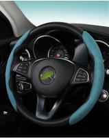 Cubierta De Volante De Cuero Suede Antideslizante Y Absorbente De Sudor Universal Protector Para Coche 2PCS Azul Rosa - details 7