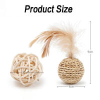 Bola De Juguete Para Gatos De Rotura Rápida Con Plumas Artificiales Y Campana 2 Piezas Juguetes Interactivos Para Mascotas - details 0