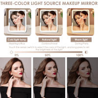 Espejo De Maquillaje Con Luz Y Ajuste De Brillo 10X Espejo De Vestíbulo Magnificador Recargable 3 Colores Cosméticos - details 4