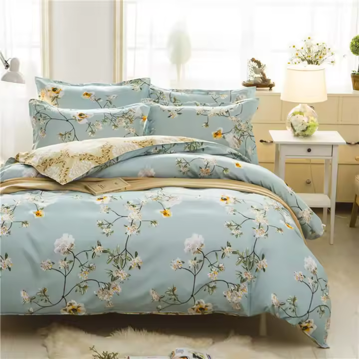 Juego de ropa de Cama 135x200cm con Funda nórdica estampado floral de Oro Verde - 1