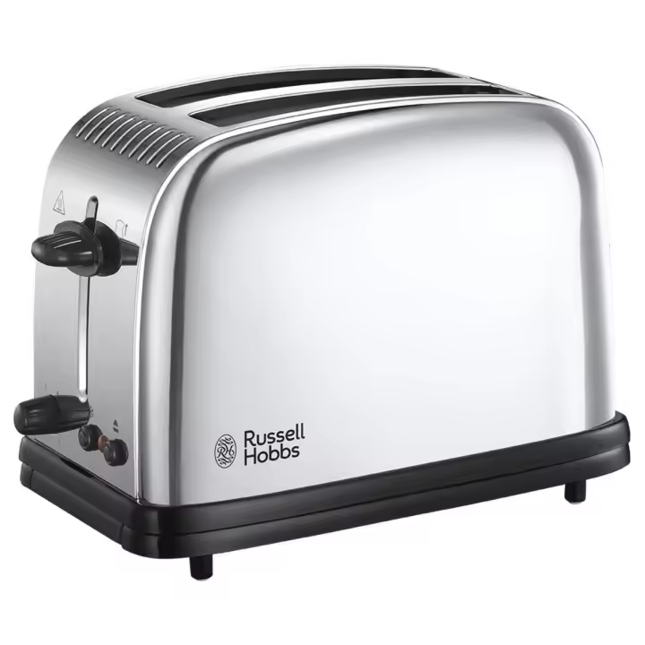 Russell Hobbs Tostadora Victory - 2 Ranuras Cortas y Anchas, tostador para 2 rebanadas, bandeja recogemigas, función cancelar, descongelar y extraelevación, acero inoxidable, plata - 23311-56 - 1