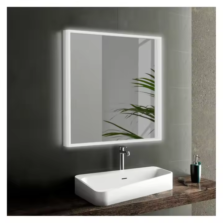 Espejo de Baño Cuadrado con Luz LED - Luz Blanca Fría (5700K)  Modelo Oslo - 1