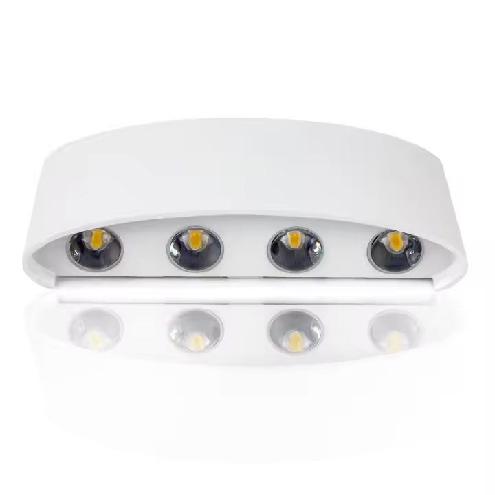 SOMY Aplique de pared moderno IP65 Impermeable 8W LED Apliques de aluminio Lámpara de pared interior para sala de estar Dormitorio Pasillo Escaleras Camino (luz blanca cálida, carcasa blanca) [Clase energética A+] Aplique de pared exterior - 1