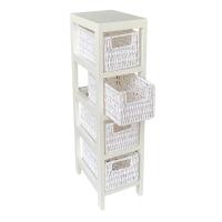 Maxia Market - Mueble Sinfonier Cajonera MDF / Paulwonia Con 4 Cestas Trenzada - Color Blanco, Muebledealmacenajecon4cestas, Mesillas de noche, Muebles de dormitorio o Baño - details 1