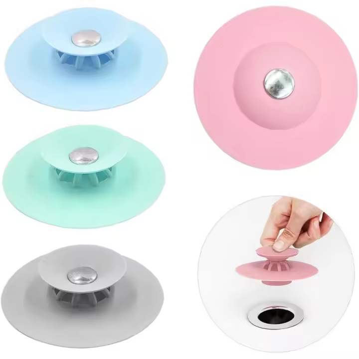 Juego de 4 tapones de silicona para Desagüe de bañera - 1