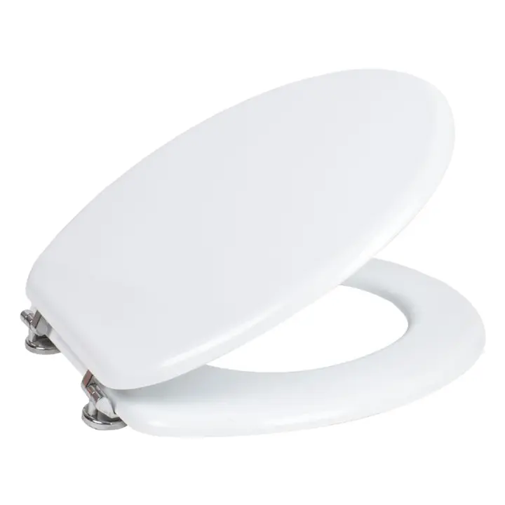Tapa de WC de madera 37X43CM con Bisagras Ajustables de Fácil Instalación para Baño. Asiento para Inodoro Blanco Universal, Resistente, Cómodo y Robusto. - 1