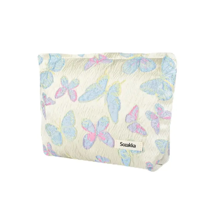 Bolsas de maquillaje, bolsa de viaje portátil para cosméticos, bolsa con cremallera, bolsa de maquillaje con forma de mariposa, bolsa de artículos de tocador, organizador de almacenamiento para mujeres y niñas, regalo - colorido - 1
