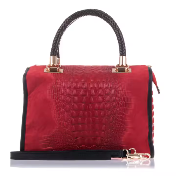 Firenze Artegiani. Anacapri Bolso tote Mujer.Piel auténtica Gamuza Grabado Cocodrilo . Made in Italy. Vera Pelle Italiana. - 1