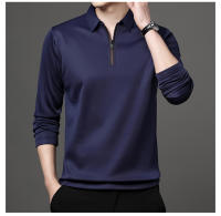 Camisa Polo De Manga Larga Color Sólido Para Hombre Con Cierre De Cremallera Cuello Polo De Algodón Moda Casual - details 12