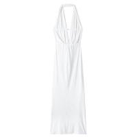 Vestido Midi De Encaje Sin Espalda Estilo Vintage Para Mujer Willshela Con Cuello Halter Y Decoración De Lazos Vestido Chic Femenino - details 7