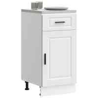 vidaXL Mueble bajo de cocina Porto madera contrachapada blanca en color Blanco/Gris hormigón/Blanco brillante y más | almacenamiento funcional diseño moderno para baño dormitorio sala - details 0
