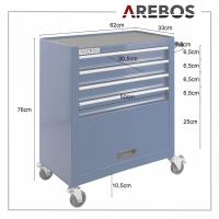 AREBOS Carro de Taller Carro de Herramientas 4 Cajones + Compartimento Grande Azul - details 21