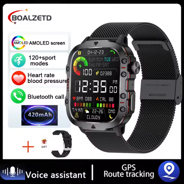 Reloj inteligente Ultra Militar para hombre, Agua resistant Device IP68, 5ATM, Monitor de Salud, Llamadas BT, 2024 pulgadas, para Deporte al Aire Libre, novedad de 1,96 - 1