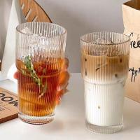 Taza De Café De Vidrio JIRO 600ML Con Estampado Rayado Y Palito, Tapa Incluida Para Agua Café Té Claro Utensilios De Cocina - details 9