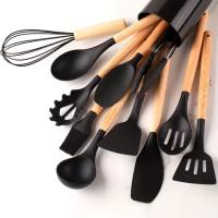 ZVD Set de Utensilios de Cocina de Silicona Calor Resistant 12PCs with Mango de Madera - details 0