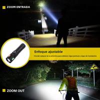 Linterna LED De Alta Potencia Con 4 Modos De Luz Recargable Rápido Aleación De Aluminio Zoomable Antigolpes Ultra Brillante Para Emergencias - details 11
